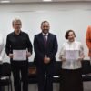 Evento formativo de la FGE en Morelia con participantes presenciales y pantallas virtuales, bajo el título 'Un nuevo humanismo al servicio de la justicia'