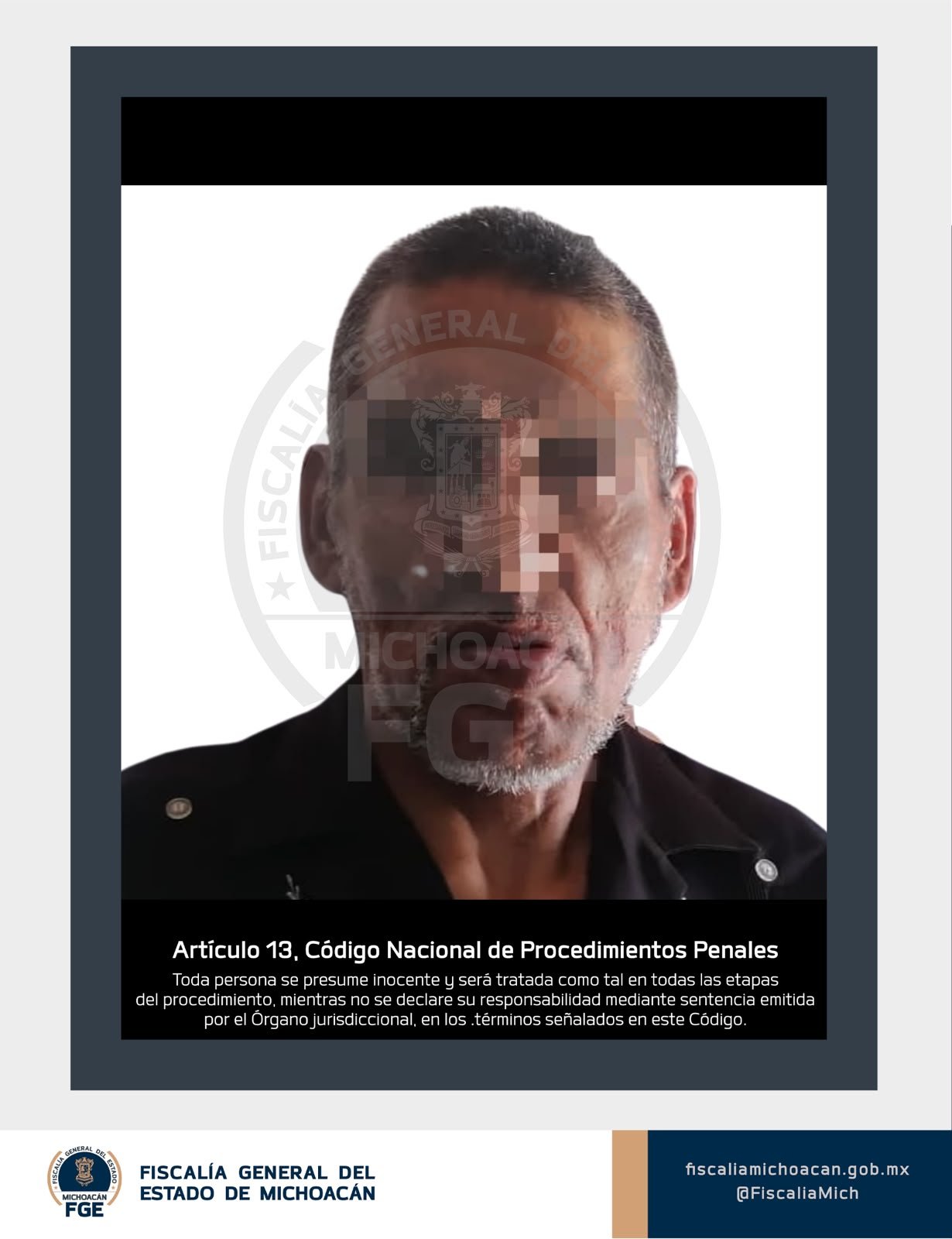 Logotipo oficial de la Fiscalía General del Estado de Michoacán junto a una balanza de justicia y el nombre 'FGE Michoacán'