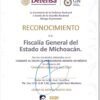 Reconocimiento de la Guardia Nacional entregado a representantes de la Fiscalía General del Estado de Michoacán por su labor contra la pornografía infantil