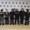 Logos institucionales de la FGE, Guardia Civil, DEFENSA y Guardia Nacional sobre fondo azul oscuro, con texto: 'Detenciones por desaparición en José Sixto Verduzco'