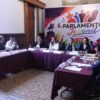 Diputada Belinda Hurtado Marín frente a un panel con representantes del Jurado Calificador del Parlamento Juvenil Incluyente 2026 en Morelia