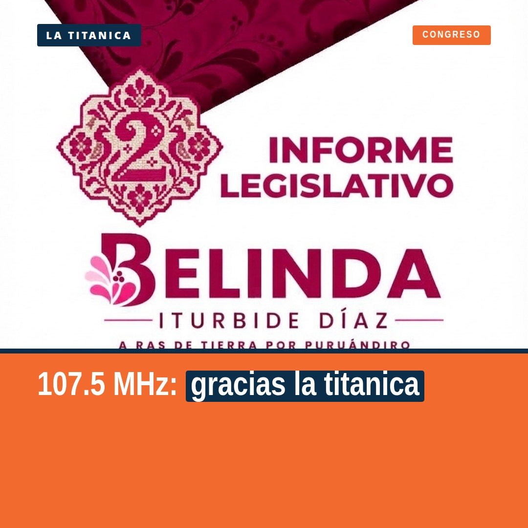 Logotipo de La Titanica 107.5 con eslogan 'radio de contexto y datos' y la frase clave gracias la titanica