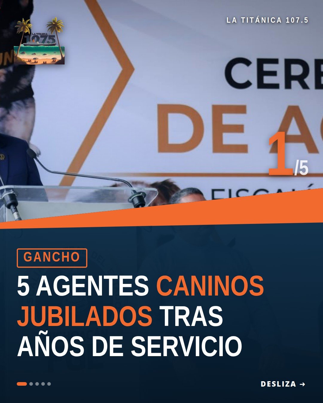Ceremonia de jubilación agentes caninos en Morelia con Manchas, Mamba, Jerry, Balaz y Chewbacca junto a sus manejadores y