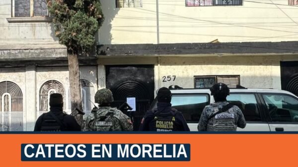 Imagen representativa de cuatro inmuebles en Morelia señalados como lugares de cateos en las colonias Buena Vista