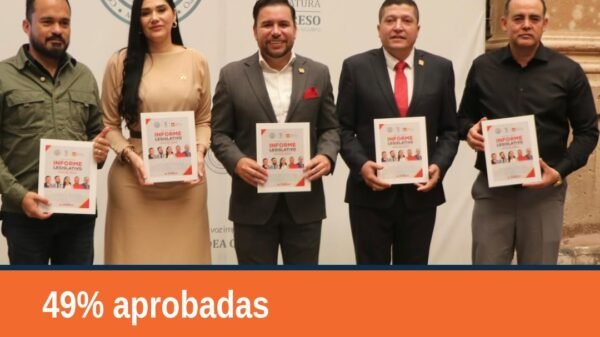 Fotografía institucional del Grupo Parlamentario del PT durante la presentación del Segundo Informe Legislativo en el