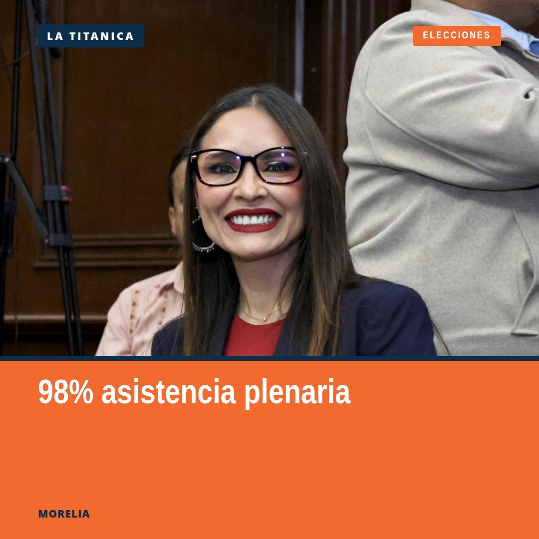 Fotografía institucional de la diputada Nalleli Pedraza Huerta en sesión plenaria del Congreso del Estado en Morelia, con