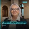 Diputada Emma Rivera Camacho frente al edificio del Centro Cultural Zitácuaro, previo a su segundo informe legislativo
