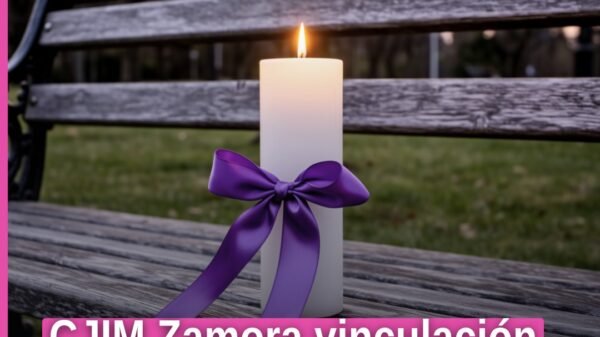 CJIM Zamora vinculación: ilustración simbólica de justicia con logo del Centro de Justicia Integral para las Mujeres y mapa