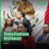 Diana Espinoza michoacán hablando frente al pleno del Congreso del Estado en Morelia, acompañada de diputados del PT