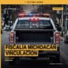 Ilustración simbólica de una balanza de justicia y el escudo de la Fiscalía General del Estado de Michoacán, con fondo que