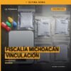 Fiscalía Michoacán vinculación: representación simbólica de un juzgado y documentos oficiales con logo de la FGE en Morelia