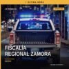 Fiscalía Regional de Zamora: edificio institucional con logo de la FGE, fondo de Zacapu y Tiríndaro en Michoacán