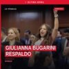 Giulianna Bugarini respaldo durante el acto protocolario de entrega del Quinto Informe de Gobierno en el Congreso del Estado