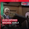 Juan Antonio Magaña de la Mora hablando desde la tribuna del Congreso del Estado de Michoacán en Morelia, durante el Quinto