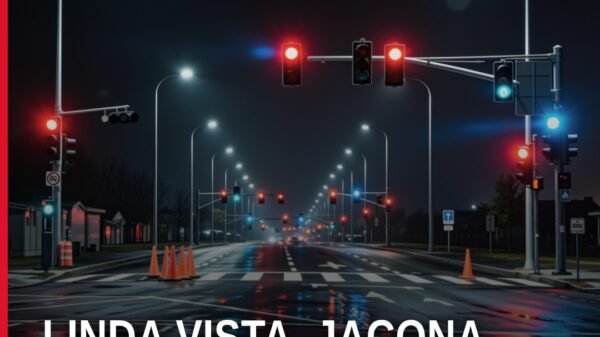 Ilustración simbólica de una calle residencial con señalización de 'Loma Bonita' y silueta de bicicleta; texto superpuesto