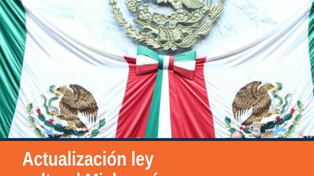 Fachada del Congreso del Estado en Morelia, Michoacán, con bandera estatal; ilustra la aprobación de la ley de desarrollo