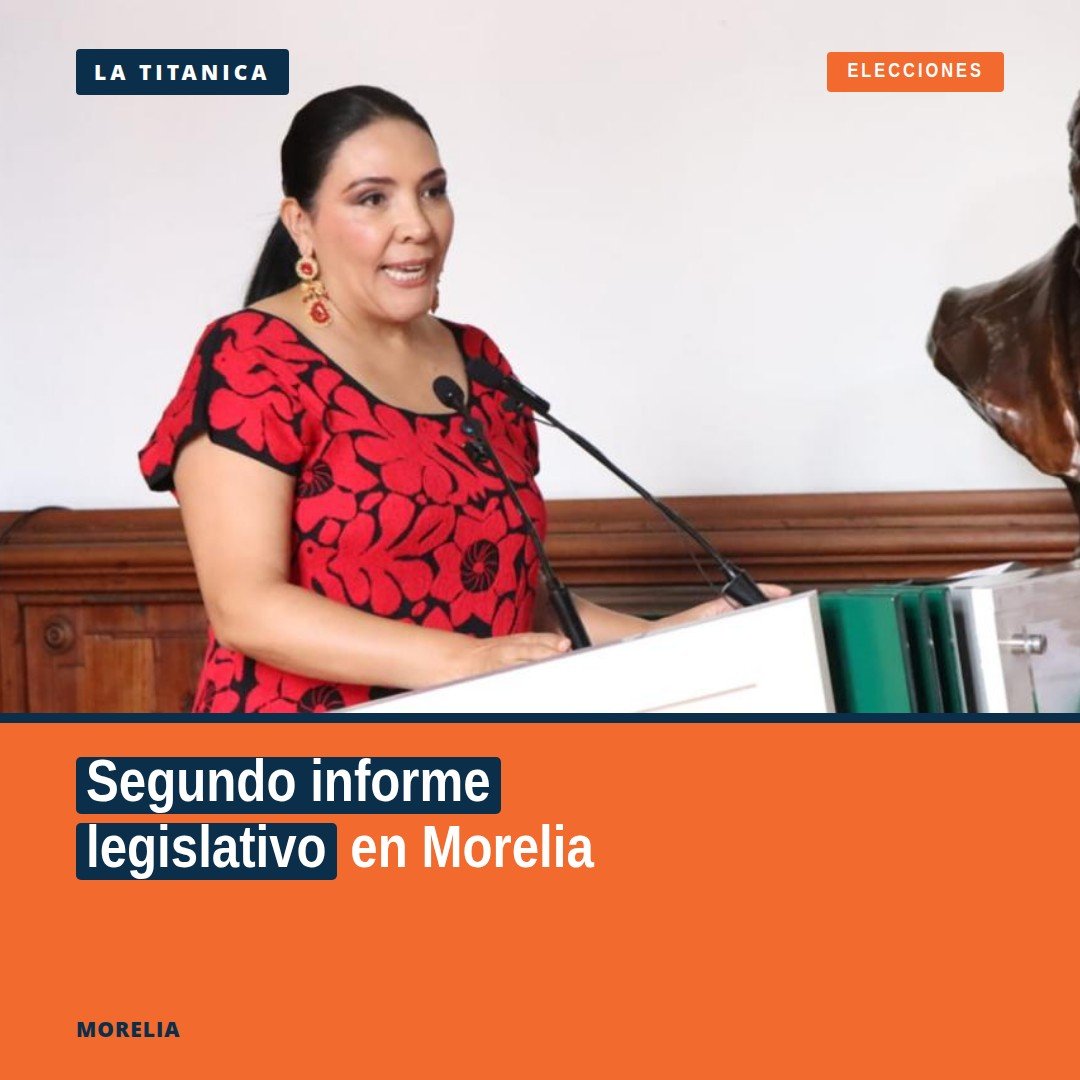 Adriana Campos Huirache y Guillermo Valencia Reyes durante la presentación del segundo informe legislativo en Morelia