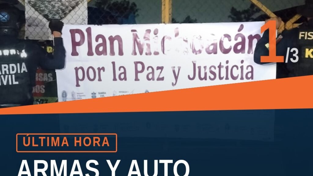 Fotografía institucional genérica de dos lotes de venta de vehículos en Morelia, con presencia de elementos de la FGE y la