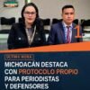 Fotografía institucional de funcionarios de la FGE en el Encuentro Nacional sobre protección periodistas michoacán