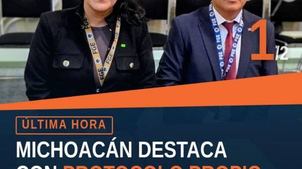 Fotografía institucional de funcionarios de la FGE en el Encuentro Nacional sobre protección periodistas michoacán