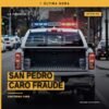 Ilustración simbólica de un fraccionamiento sin construir en San Pedro Caro, con documentos de fraude y sello judicial — san