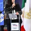Teresita Herrera Maldonado hablando frente al podio durante su tere herrera segundo informe en el Congreso del Estado de