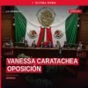 Vanessa Caratachea oposición: diputada local hablando desde tribuna del Congreso de Michoacán en Morelia, 16 de septiembre