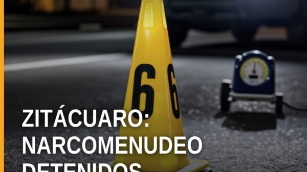 Vehículo Nissan Tsuru blanco con franjas verdes asegurado en operativo contra narcomenudeo zitácuaro