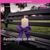 Ilustración sobria de balanza de justicia con los textos 'feminicidio ario' y 'FGE Michoacán'