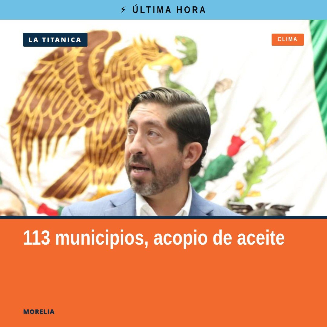 Mapa de Michoacán con 113 puntos destacados y símbolo de aceite vegetal usado en centro