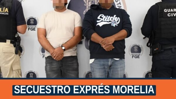 Ilustración simbólica de una camioneta y una sucursal bancaria en Morelia, relacionada con el secuestro exprés morelia