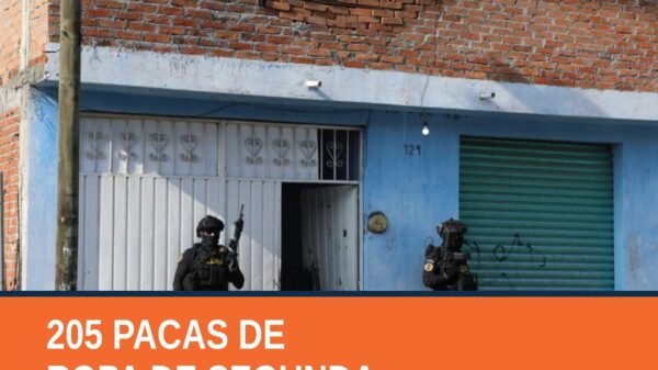 Fiscalía Michoacán incauta 205 pacas de ropa de segunda y sustancias ilícitas en Morelia y Tarímbaro, 22 de octubre de 2026