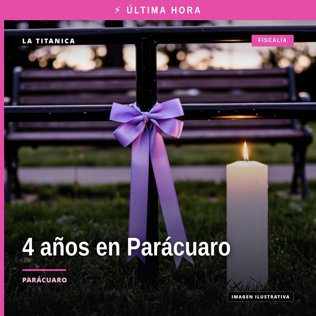 Ilustración simbólica de balanza de justicia con fondo de mapa de Parácuaro, Michoacán, asociada a violación equiparada