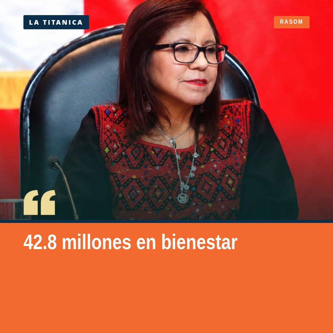 Gráfica con la cifra 42.8 millones y la frase 'programa para el bienestar' en contexto nacional