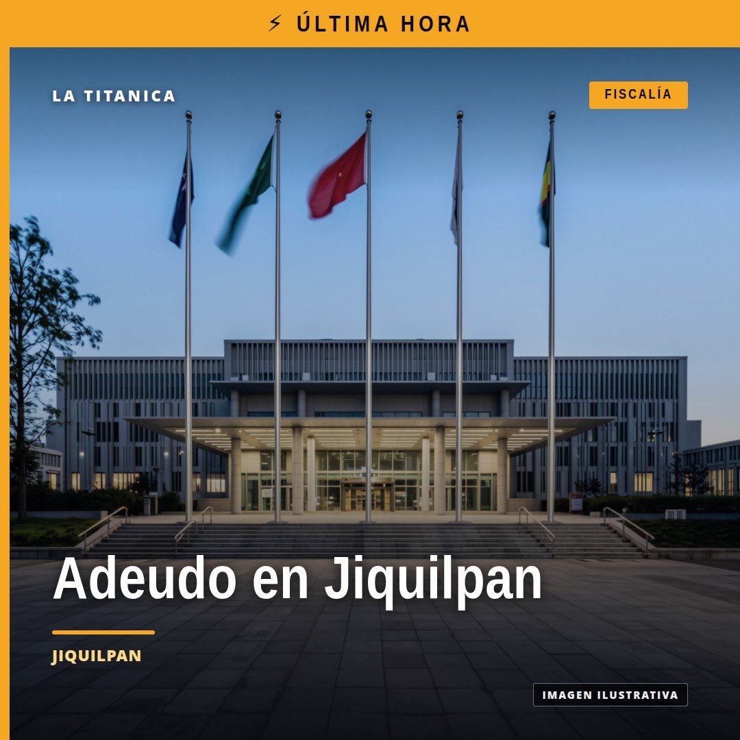 Ilustración sobria de balanza y documento judicial con los textos 'Jiquilpan', '455 mil 899 pesos' y 'adeudo pensión