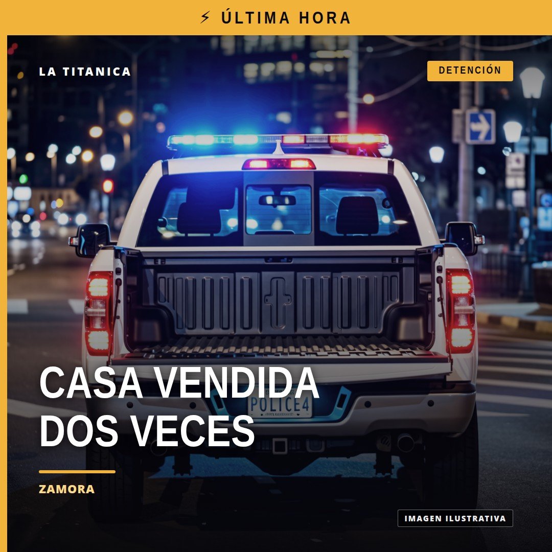 Ilustración simbólica de una casa con dos contratos de compra-venta y la leyenda 'fraude específico zamora'