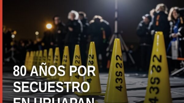 Ilustración sobria de balanza de justicia con fondo que evoca Uruapan; representa secuestro agravado uruapan