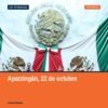 Fachada del Palacio Municipal de Apatzingán, con bandera mexicana y letrero 'Presea Constitución de 1814' en el Patio Central