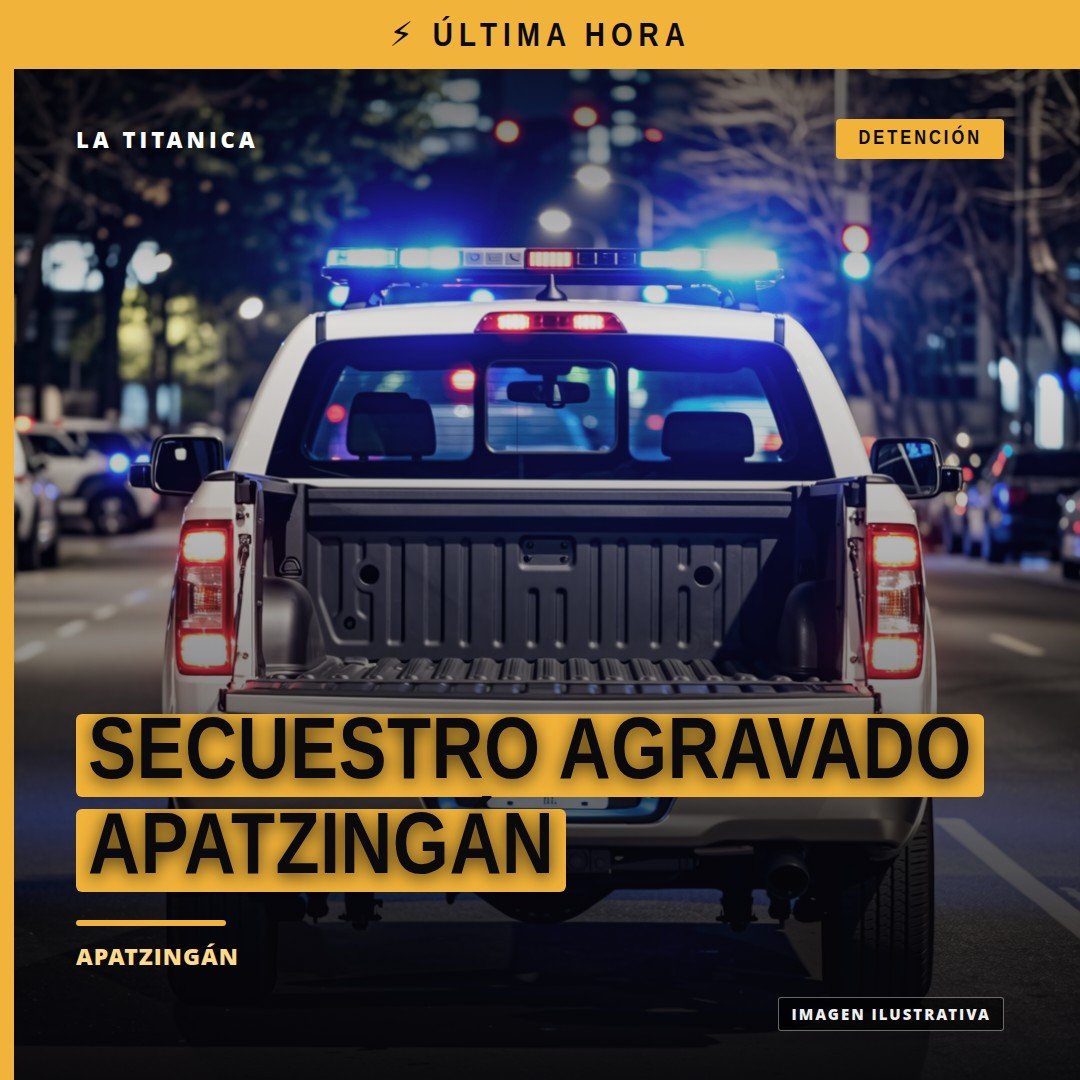 Ilustración sobria de edificio municipal en Apatzingán con texto sobre secuestro agravado apatzingán