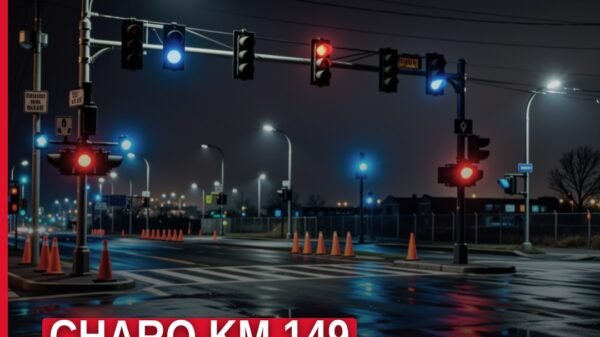 Imagen ilustrativa de señalización en carretera con indicativo 'km 149' y referencias al municipio de Charo, Michoacán
