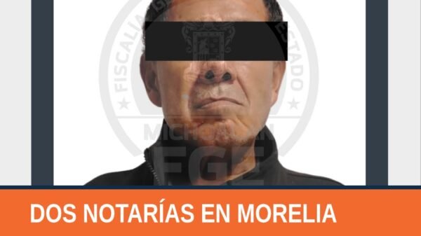 Fachada de una notaría pública en Morelia, Michoacán, relacionada con el robo notarías morelia