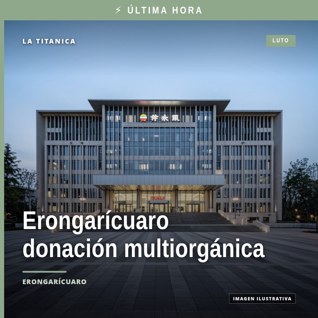 Imagen simbólica de donación multiorgánica erongarícuaro: representación sobria de órganos y tejidos con sello institucional