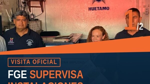 Autoridades de la FGE y Seguridad Pública Municipal de Huetamo durante visita de supervisión derechos humanos huetamo