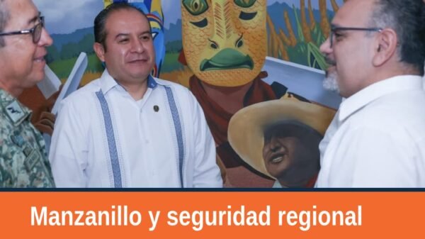 Fotografía institucional de la novena reunión de seguridad regional en Manzanillo, Colima, con representantes de la FGE