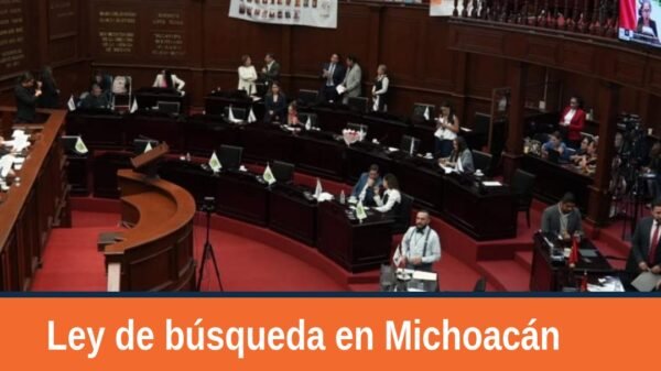 Fachada del Congreso del Estado de Michoacán en Morelia, con logo oficial y fecha 14 de octubre de 2026, simbolizando la