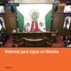 Pleno Legislativo de Michoacán en sesión en Morelia, con bandera estatal, durante aprobación de reforma sobre lupus y