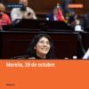 Diputada Ana Vanessa Caratachea Sánchez hablando en tribuna del Congreso del Estado en Morelia, proponiendo reconocer
