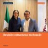 Carlos Torres Piña y Ariadna Montiel Reyes en reunión de trabajo sobre estructuras seccionales michoacán en Morelia