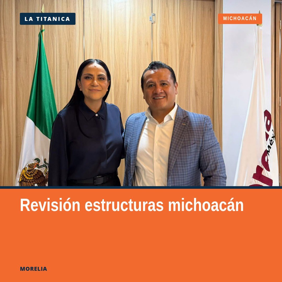 Carlos Torres Piña y Ariadna Montiel Reyes en reunión de trabajo sobre estructuras seccionales michoacán en Morelia
