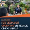 Personal de la FGE atiende en el módulo del ministerio público itinerante durante el desfile cívico militar en Morelia